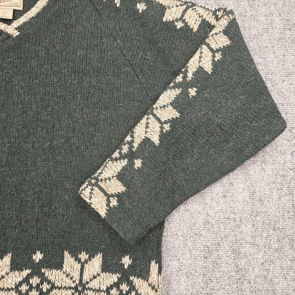 Vintage Woolrich Sweater Womens S Green Nordic Snowflake Wool USA Outdoor Knit - Picture 14 of 16